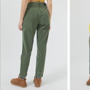 BDG Color Corduroy High-Waisted Mom Pants in Olive